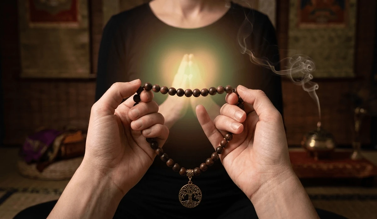 Caring for Your Sacred Mala: Can You Wear it in the Shower? 1 - Buddha Bodhis Spiritual symbolism of mala beads as a tool for Heart Chakra alignment and mantra meditation.