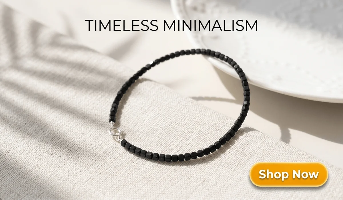 Black Tourmaline Bracelets for Men: A Guide to Energy Protection and EMF Shielding 4 - Buddha Bodhis Dainty 2mm Black Tourmaline Square Bead Bracelet for Minimalist Protection - Premium Blog Illustration with Shop Now Button
