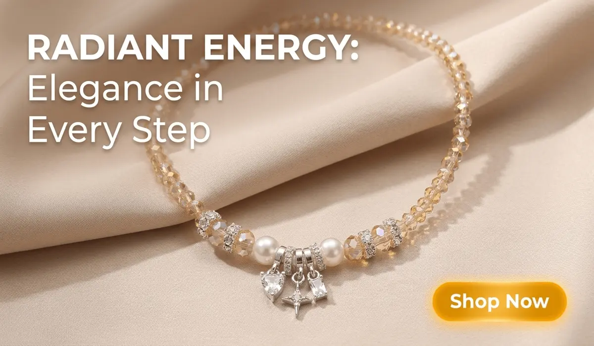 The Spiritual Significance and Meaning of Wearing an Anklet on the Left Leg 2 - Buddha Bodhis Handcrafted Aurora Crystal and Zircon Dainty Anklet with charms on a luxury silk background - SEO product illustration for jewelry blog
