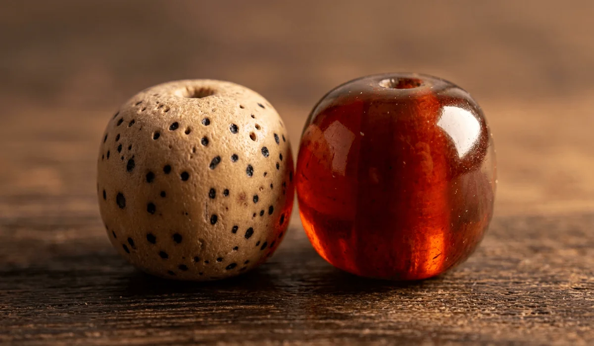 How to Spot Real vs. Fake Bodhi Seeds: A Practical Guide to Authentic Beads 6 - Buddha Bodhis Visual comparison showing the color transformation and glossy patina of aged authentic Bodhi seed beads over time.