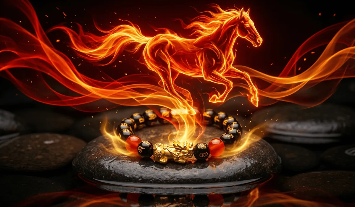 Pixiu Zodiac Compatibility: Who Can and Cannot Wear Pixiu? 4 - Buddha Bodhis Black Obsidian and pure gold Pixiu bracelet grounding intense red and orange Fire Horse energy for 2026 Feng Shui wealth protection.