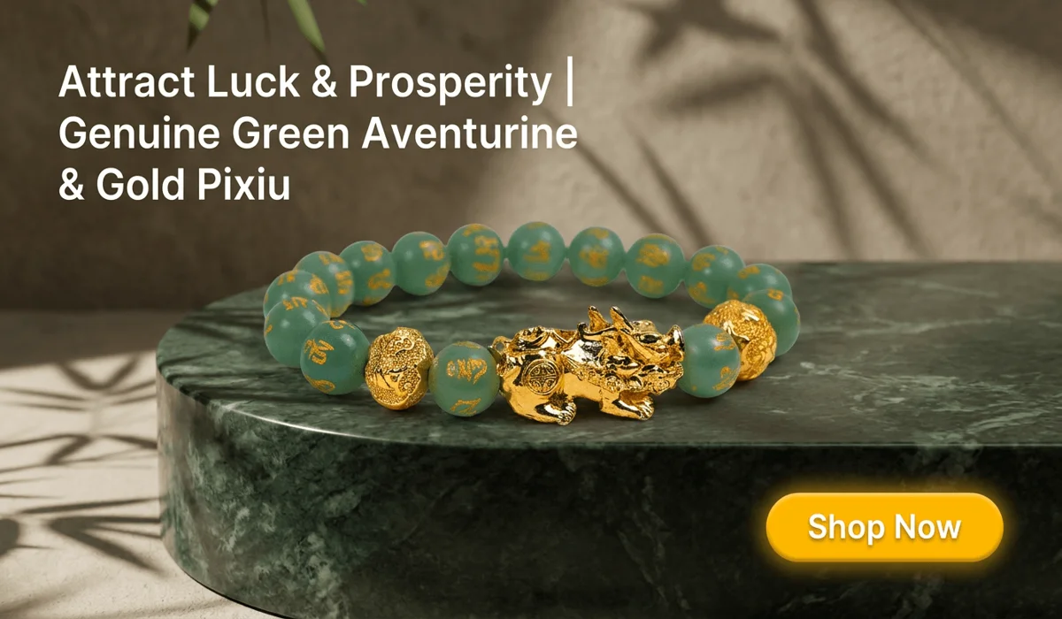 The Sacred Meaning and Benefits of the Om Mani Padme Hum Bracelet 1 - Buddha Bodhis Natural 10mm Green Aventurine Pixiu Bracelet with gold Om Mani Padme Hum mantra beads for attracting wealth and good luck