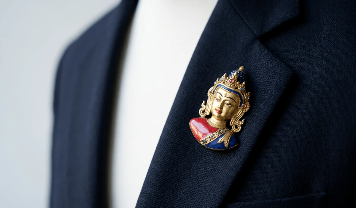 Is It Disrespectful to Wear a Buddha Head Pin? Sacred Symbolism and Jewelry Etiquette 3 - Buddha Bodhis Proper respectful placement of a Buddha head pin on the upper lapel above the heart