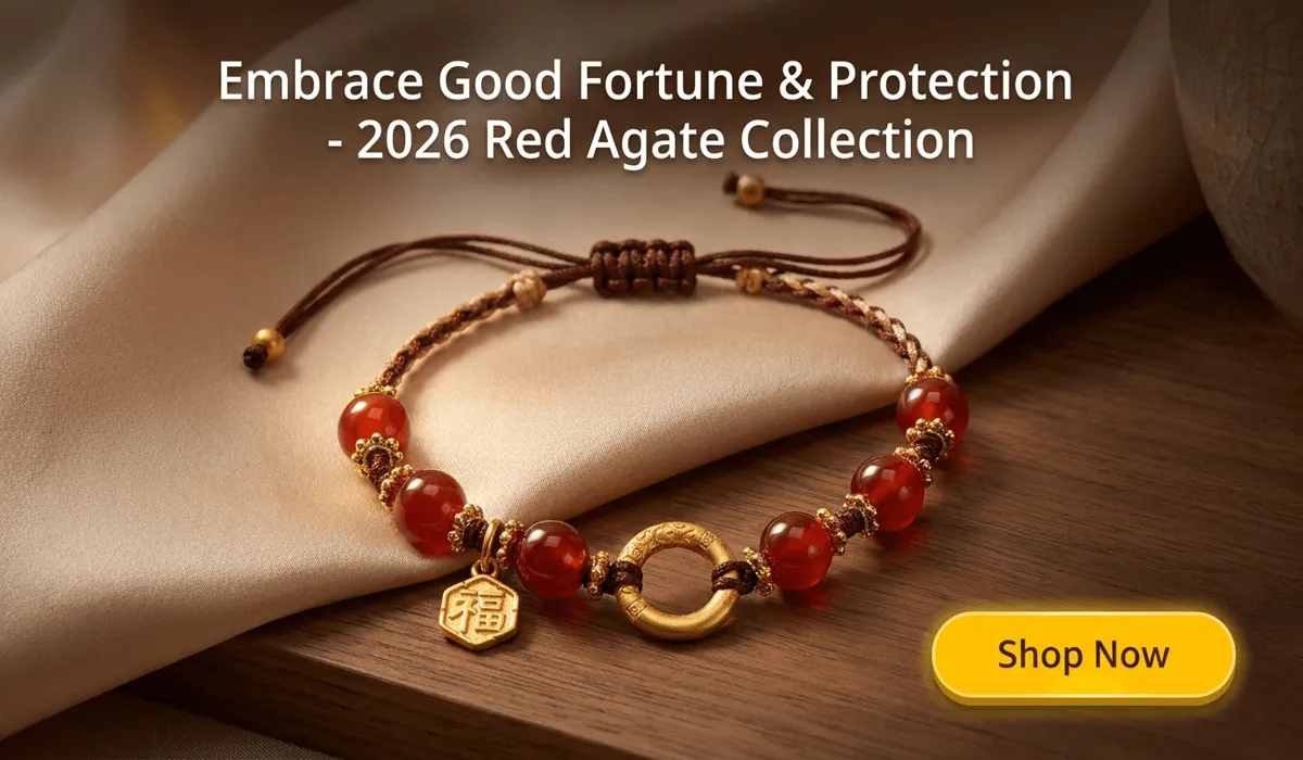 Is It Bad Luck to Cut a Red String Bracelet? Spiritual Meaning & Proper Removal 1 - Buddha Bodhis Handcrafted Red Agate Red String Bracelet with gold Fu fortune charm for 2026 protection and good luck