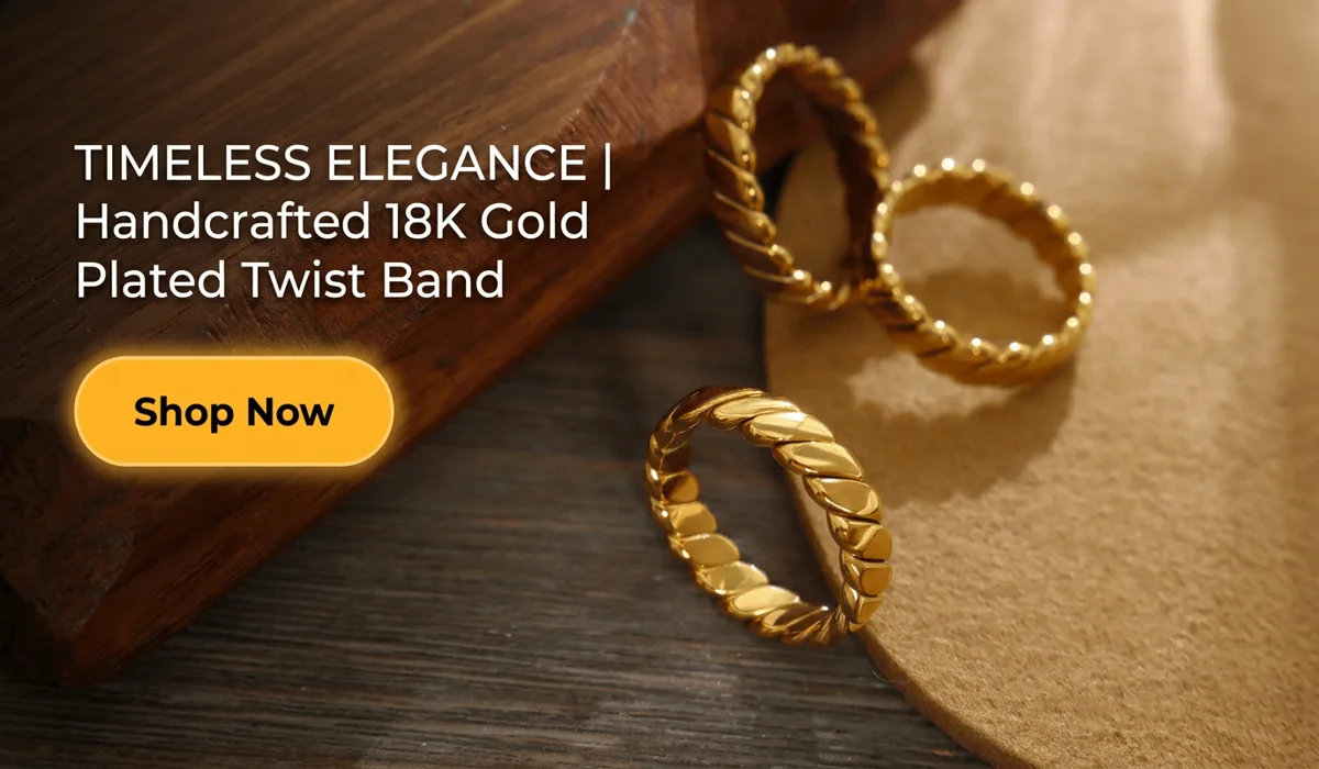 How to Measure Your Ring Size at Home: A Guide for Feng Shui Rings 6 - Buddha Bodhis Handcrafted twist titanium steel ring with 18K gold plating featured in a minimalist luxury jewelry blog image with Shop Now button