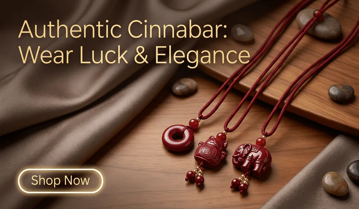 Elephant Symbolism Across Cultures: Spiritual Meaning and Global Traditions 8 - Buddha Bodhis Handcrafted natural red cinnabar necklaces with lucky cat and elephant amulets