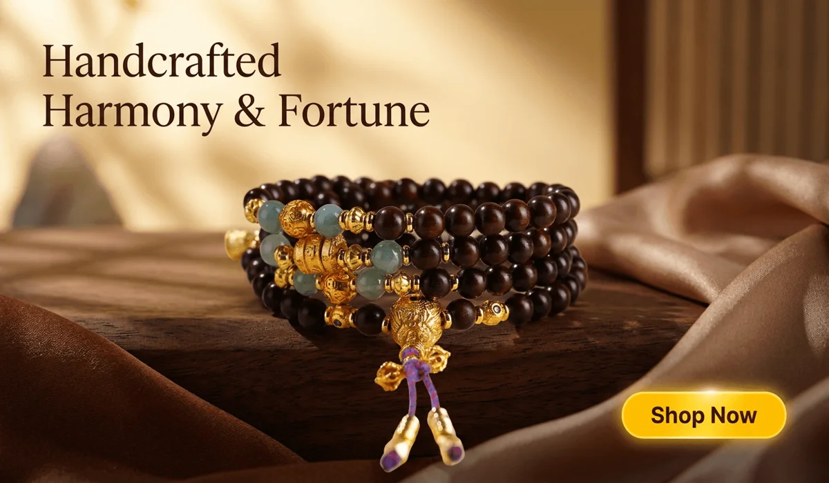 Can Non-Buddhists Wear Mala Bracelets? Meaning, Etiquette, and Respect 5 - Buddha Bodhis Handcrafted natural red sandalwood and jadeite multi-wrap bracelet with gold charms