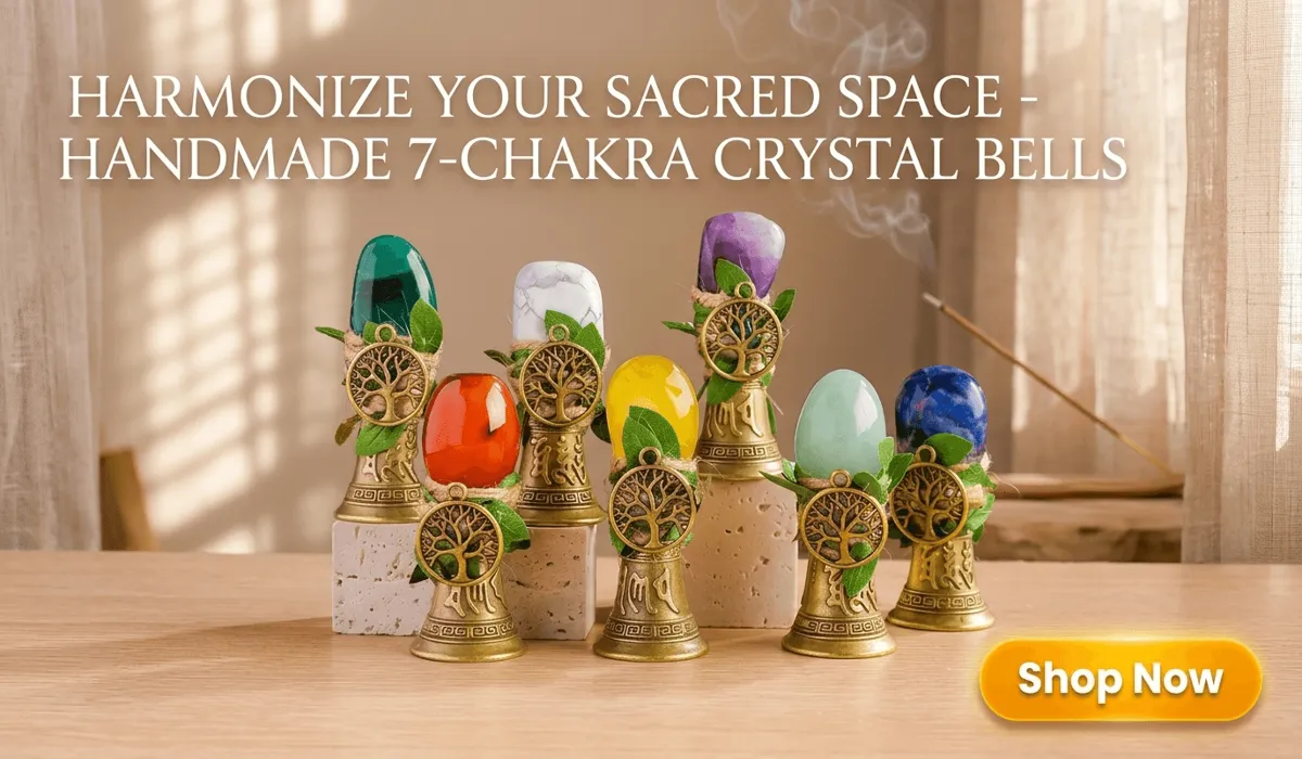 Where to Place a Buddha Statue in Your Garden: Essential Feng Shui Rules 5 - Buddha Bodhis Handmade Natural Crystal Tree of Life Bell Set for 7 Chakra Healing and Meditation Altar Decor