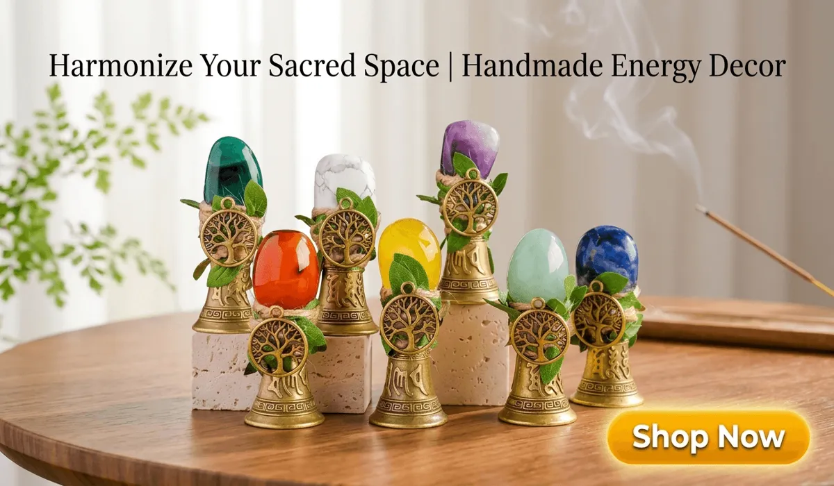 Which Hand Should You Wear a Tree of Life Bracelet On? Left vs. Right Wrist Meaning 5 - Buddha Bodhis Handmade Natural Crystal Tree of Life Meditation Altar Bells with polished gemstones for zen home decor