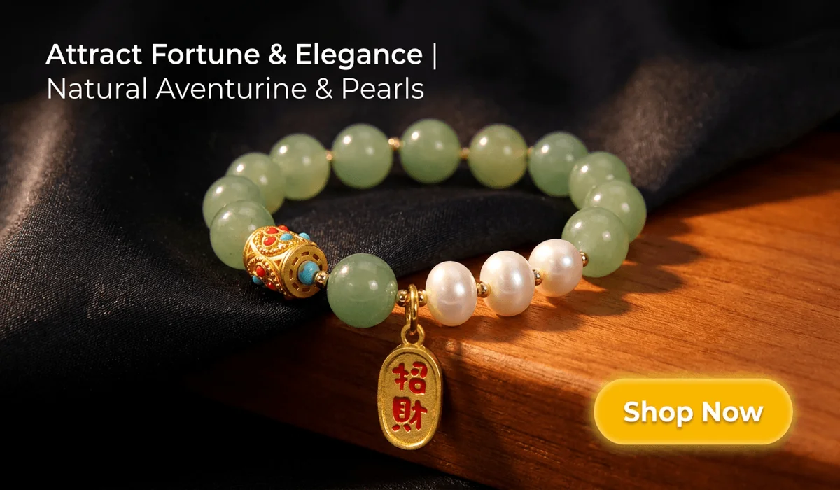 Which Hand Should You Wear a Green Aventurine Bracelet On? 1 - Buddha Bodhis Natural Green Aventurine and Pearl Bracelet with Chinese Zhao Cai wealth charm for good luck and fortune