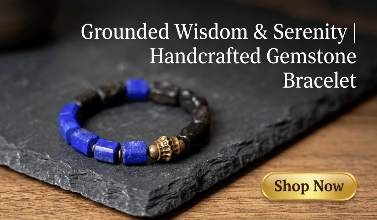 How to Identify Real vs. Fake Lapis Lazuli: A Practical Guide & Acetone Test 2 - Buddha Bodhis Lapis Lazuli Ebony Bracelet with natural blue lapis lazuli beads and dark wood for grounded wisdom jewelry collection