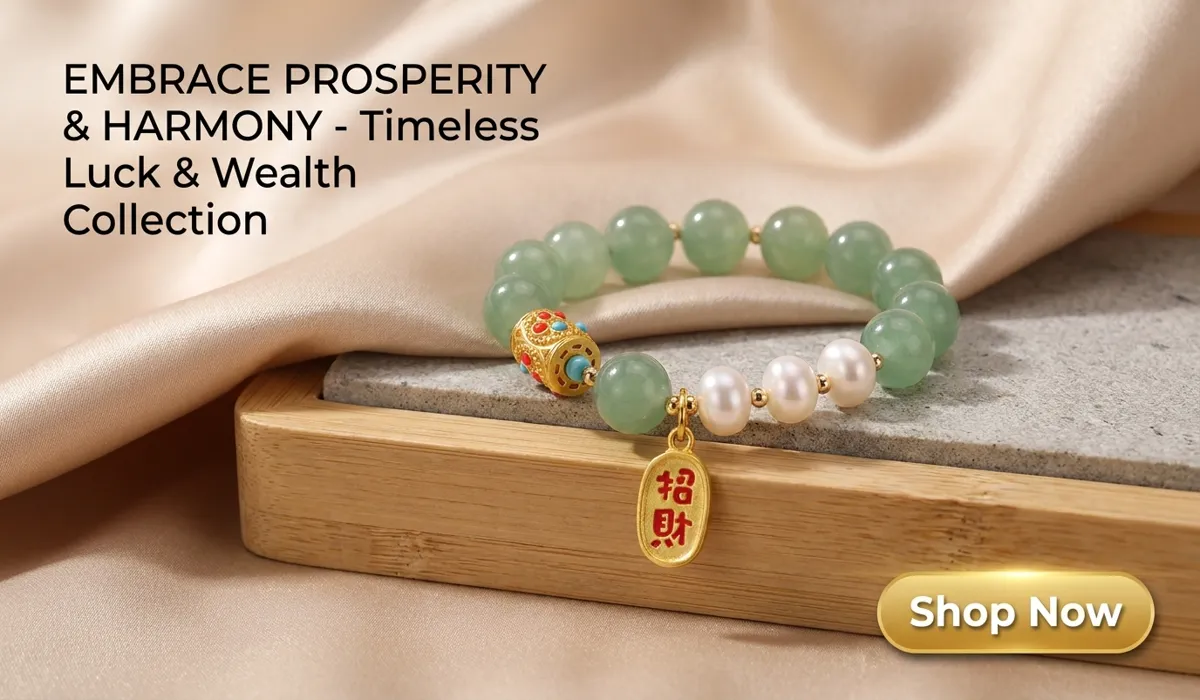 Green Aventurine: Spiritual Benefits for Luck, Wealth, and Opportunity 3 - Buddha Bodhis Natural Green Aventurine and Pearl Bracelet with Golden Wealth Charm - Luxury Luck and Prosperity Jewelry for E-commerce Blog