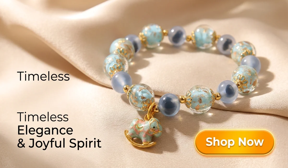 Liuli Pixiu Meaning: A Guide to Attracting Wealth and Prosperity 3 - Buddha Bodhis Natural Blue Candy Heart Agate and Glow Liuli Rocking Horse Bracelet - Handcrafted Joy & Freedom Luxury Jewelry for Women