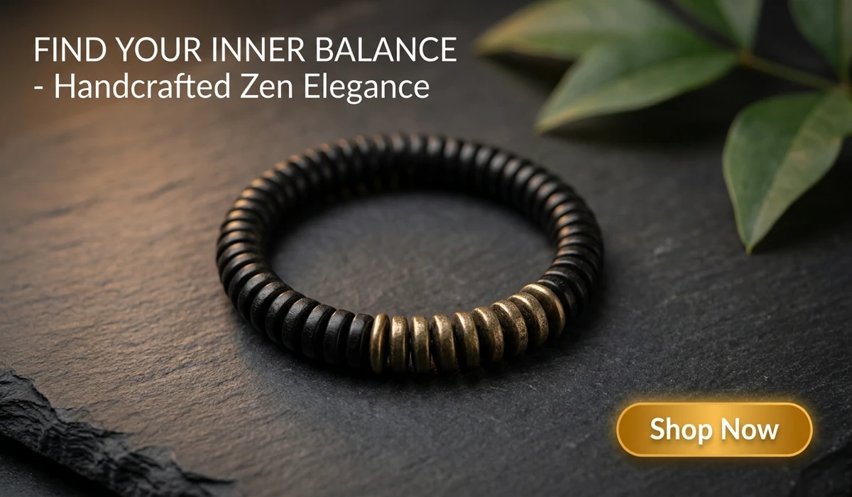 Finding Harmony: A Guide to Balancing Yin and Yang Energy in Your Body 2 - Buddha Bodhis Ebony and Brass Heishi Bracelet - Yin Yang Balance Zen Jewelry for Men and Women
