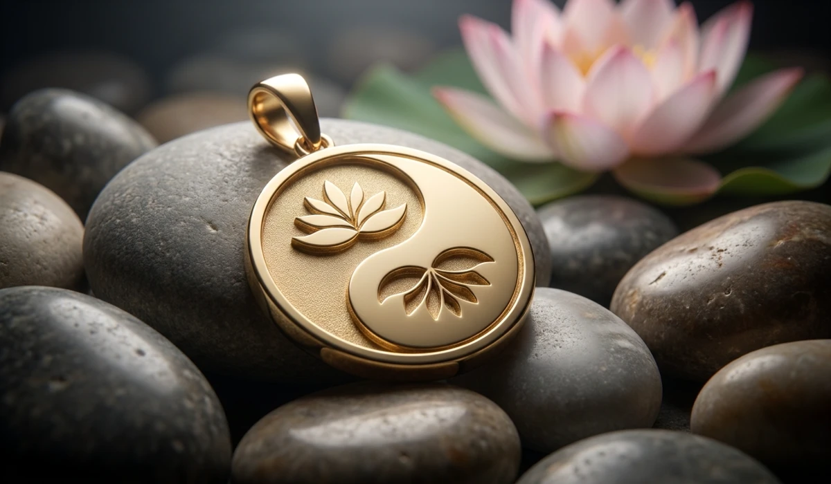 How to Use Spiritual Jewelry to Cultivate a Zen Mindset 1 - Buddha Bodhis Yin Yang balance spiritual jewelry with a lotus flower background representing harmony and enlightenment.