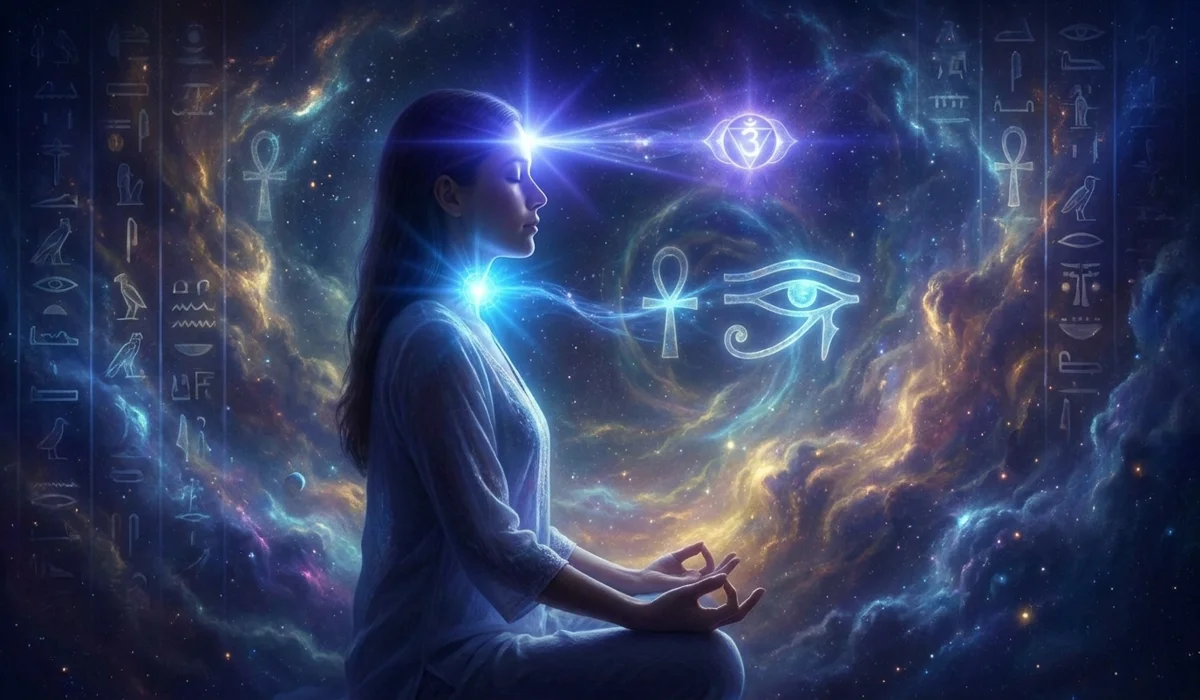 Lapis Lazuli Birthstone: Spiritual Meaning and History for September and December 1 - Buddha Bodhis Conceptual illustration of Lapis Lazuli energy activating the Throat and Third Eye chakras for wisdom and expression.