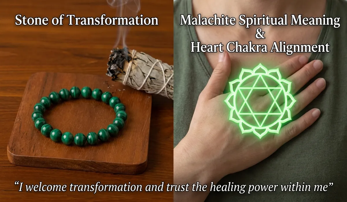 Is Malachite Jewelry Safe to Wear? A Complete Guide to Handling and Safety 1 - Buddha Bodhis Malachite jewelry and heart chakra symbols representing transformation and emotional healing.